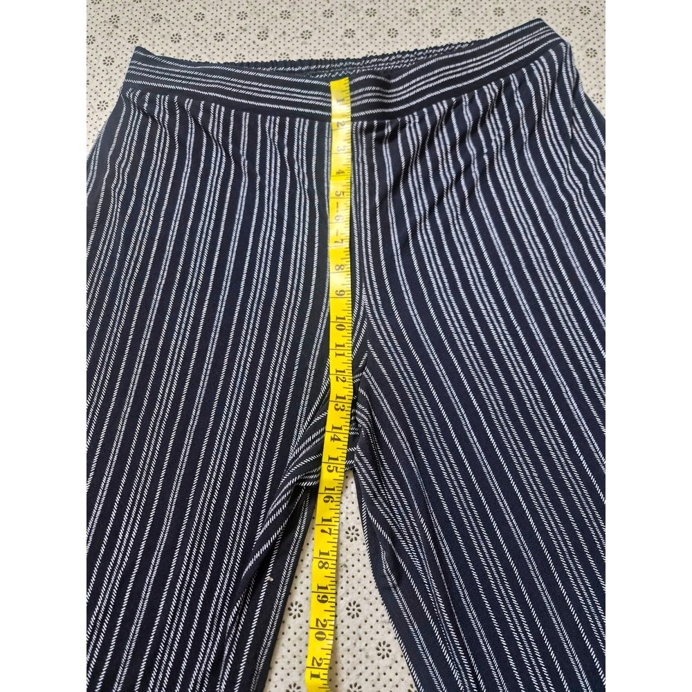 Adrianna Papell‎ XL Navy Blue White Striped Wide Leg Elastic Waist Pants - Picture 5 of 7